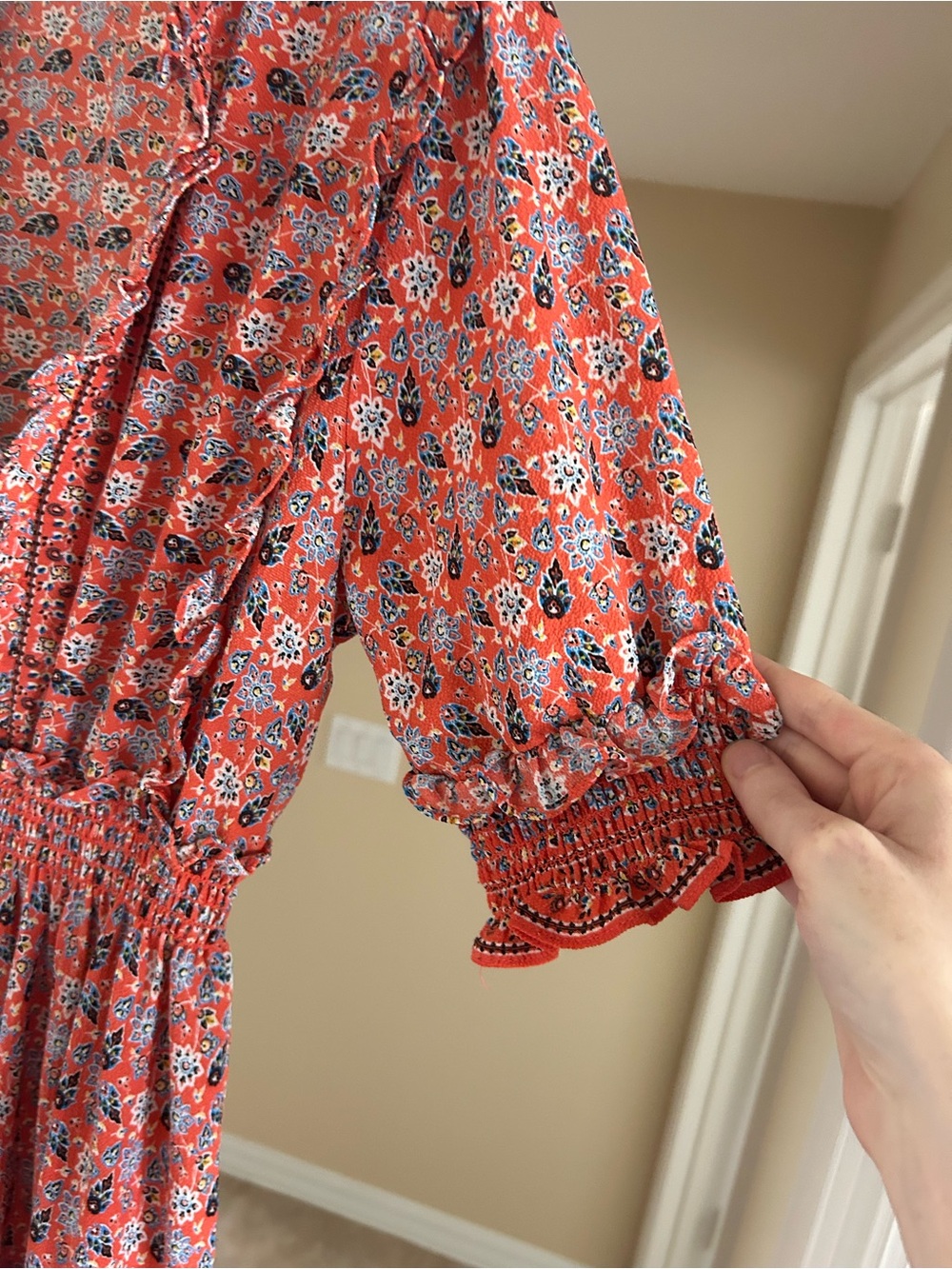 Max Studio Floral Ruffle Tiered Smocked Waist Size Small Short Sleeve Maxi Dress - Picture 2 of 5